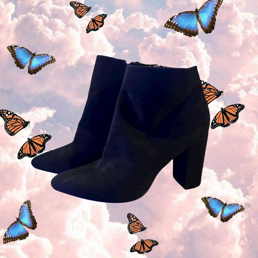 Lulus Black Suede Heeled Ankle Boots